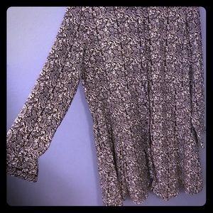 Gap Long sleeve ruffle dress, grey, black & cream